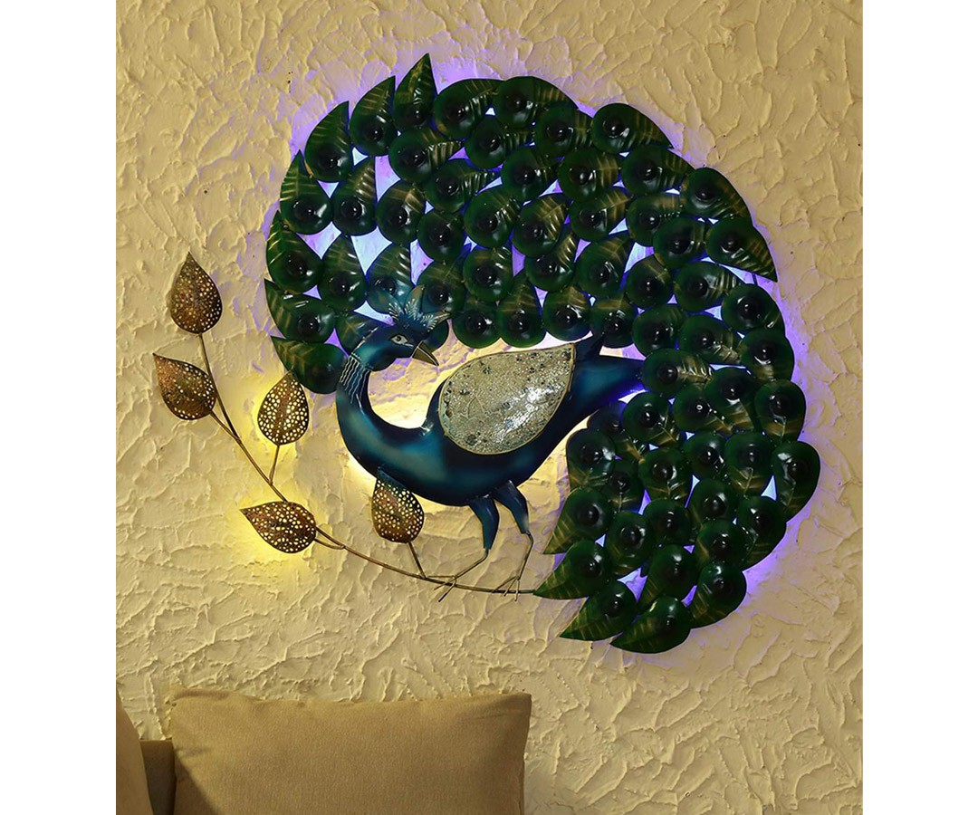 Iron Round Peacock With Led