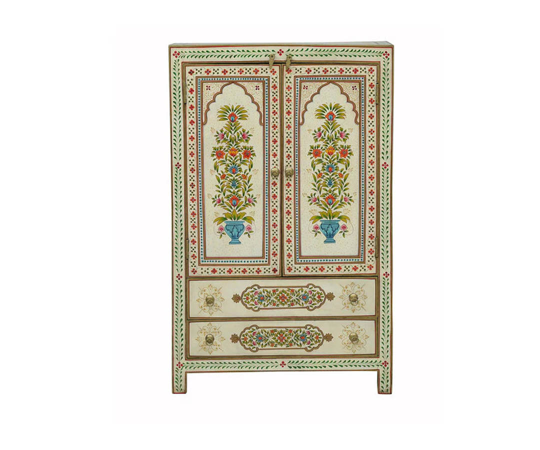 Vrkah Solid Wood Embossed Cabinet In Multi Colour