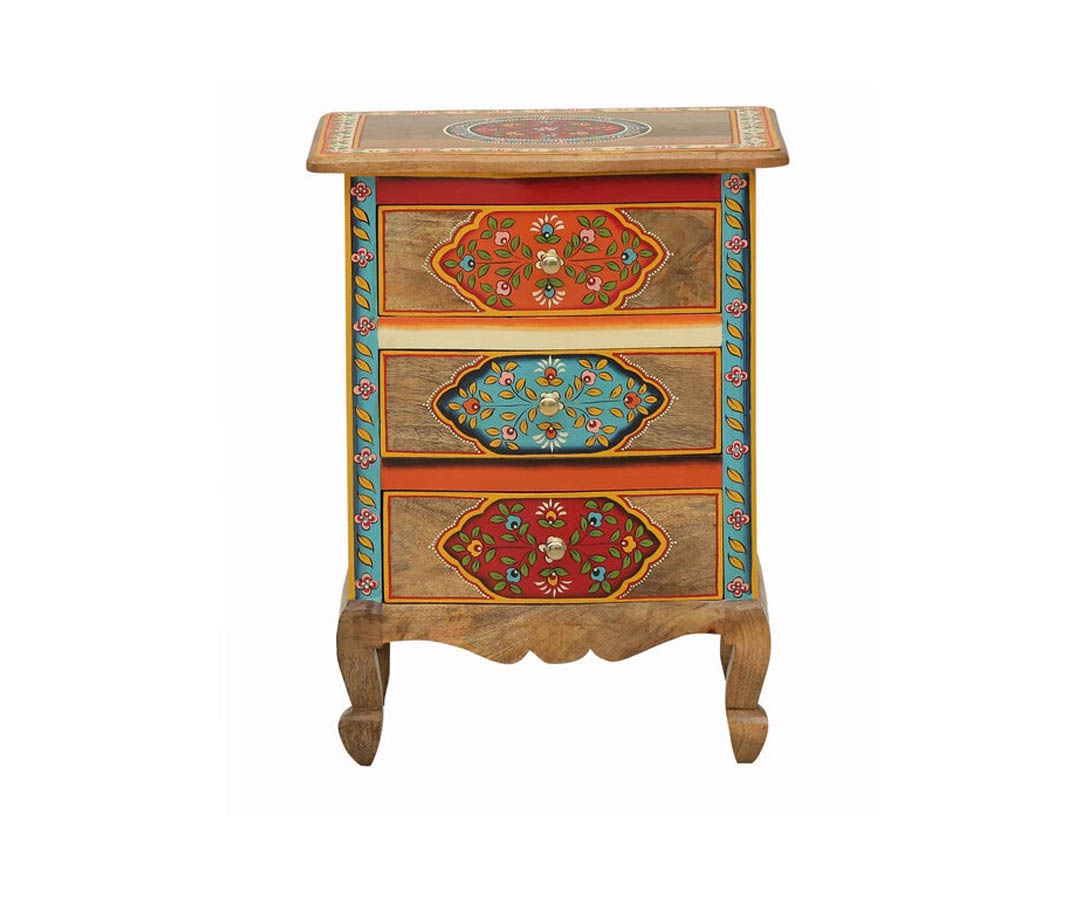 Yuthika Solid Wood Chest Of Drawer In Multi Colour- Mudramark