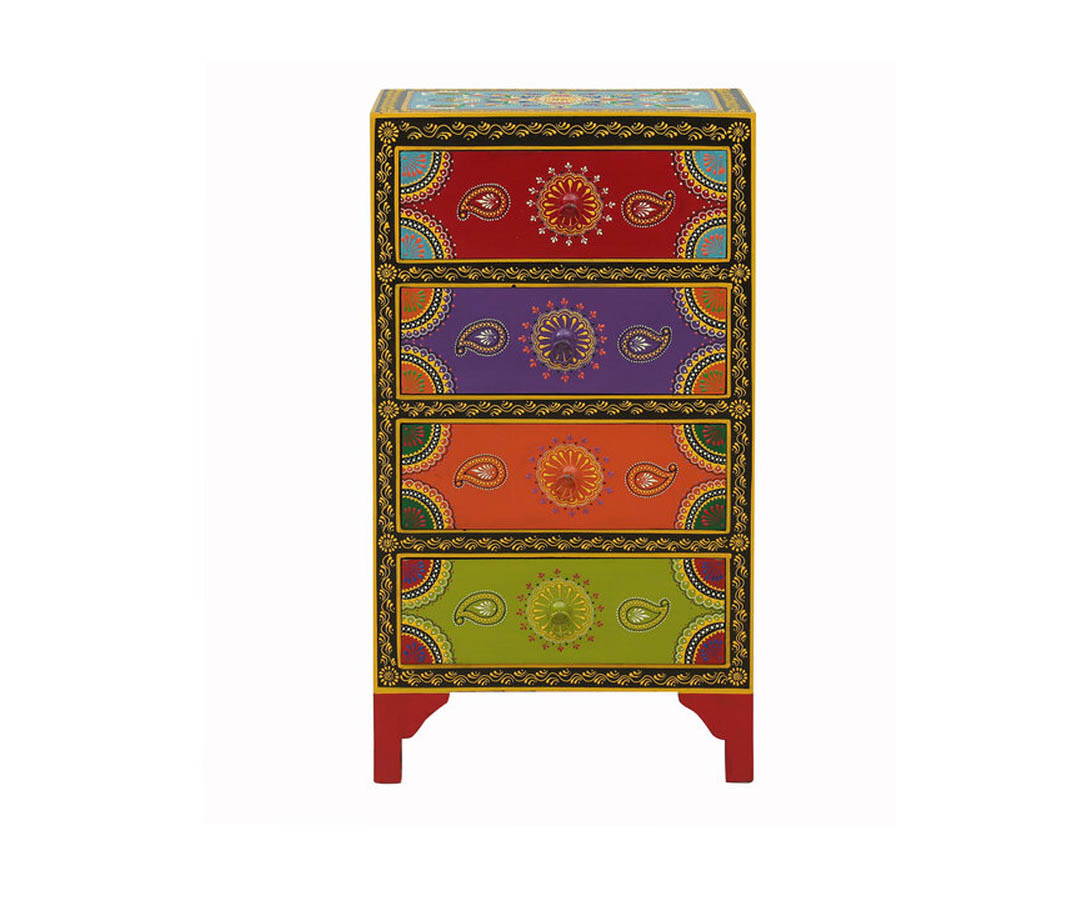 Newari Solid Wood Chest Of Drawer In Multi Colour- Mudramark