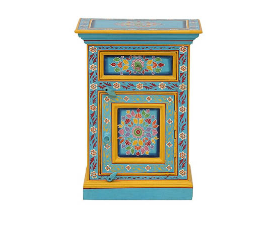 Advait Solid Wood Bed Side Table In Multicolour