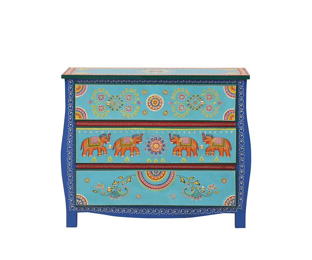 Jalaj Solid Wood Chest Of Drawer In Blue Colour