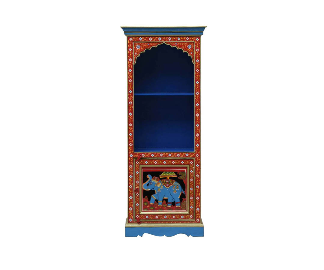 Jalaj Solid Wood Book Shelf In Red Colour- Mudramark