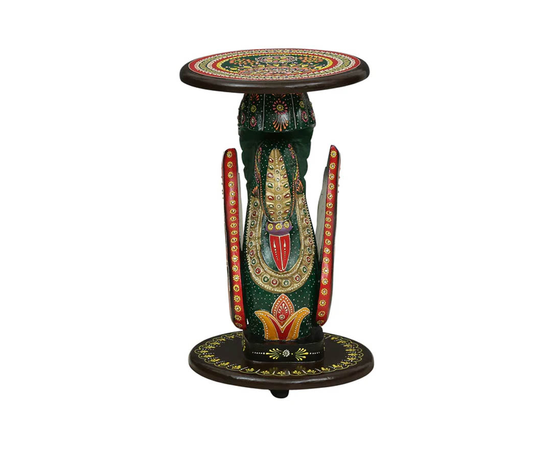 Asher Solid Wood End Table Hand-Painted