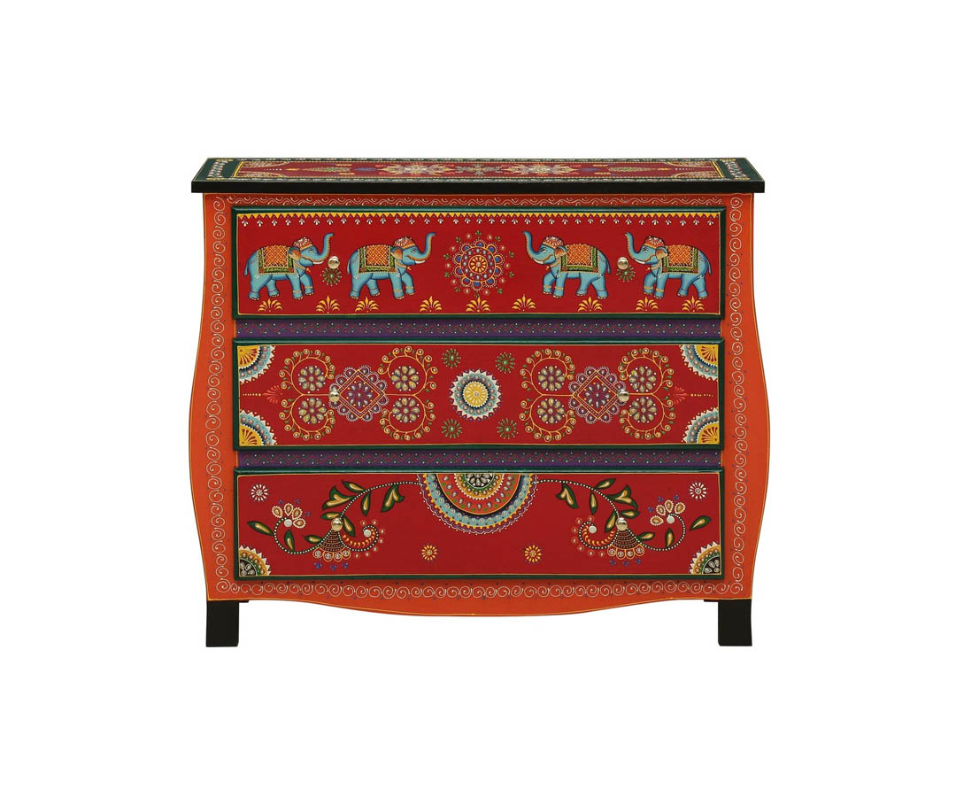 Antalya Solid Wood Hand-Painted Chest Of Drawer