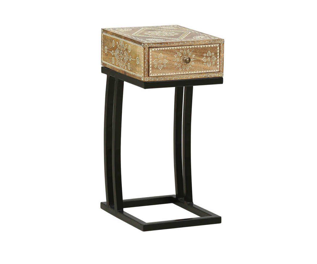 Ankara Solid Wood Hand-Painted End Table