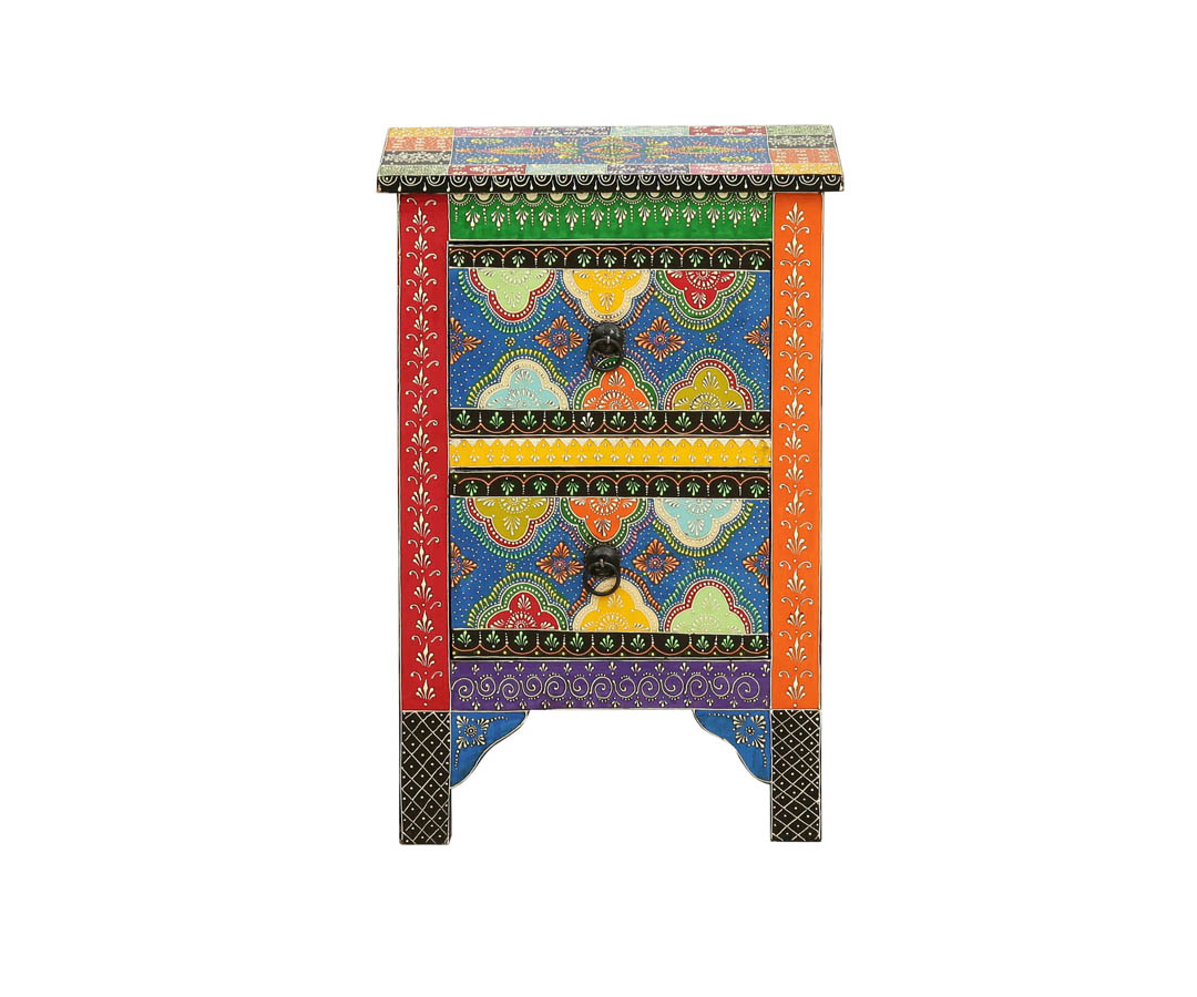 Pravara Solid Wood Hand-Painted End Table Table