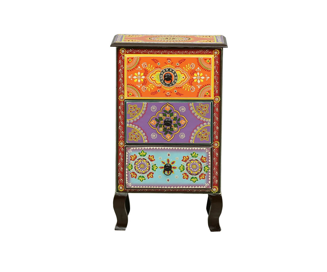 Ayansh Solid Wood Hand-Painted End Table