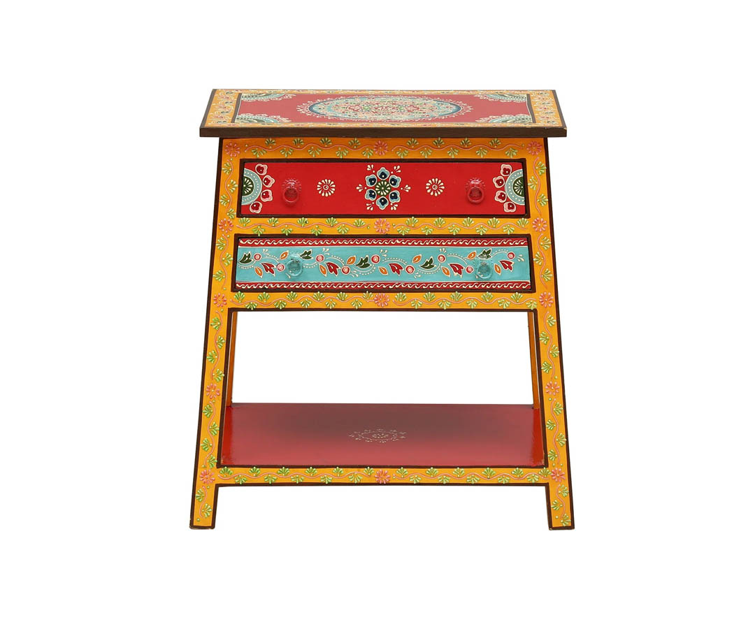 Attalika Solid Wood Hand-Painted End Table