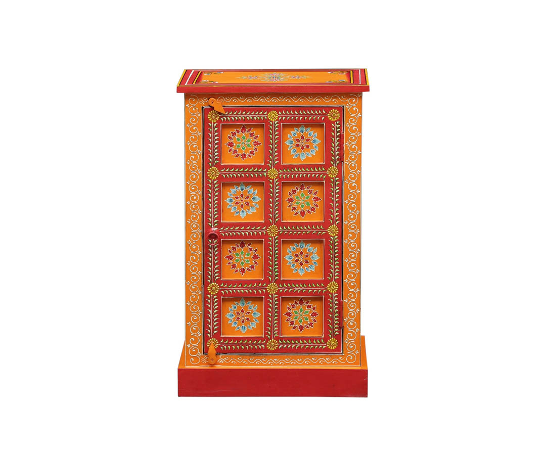 Atul Solid Wood Hand-Painted End Table With Storage