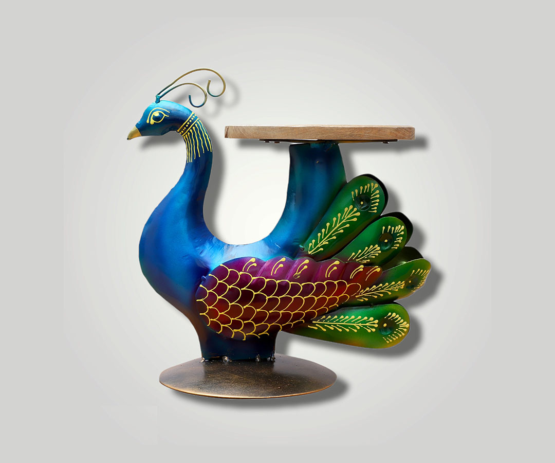 Small Peacock Table With Wooden Top