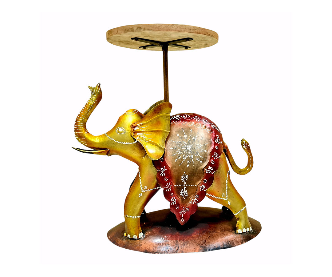 Elephant Table With Wooden Top