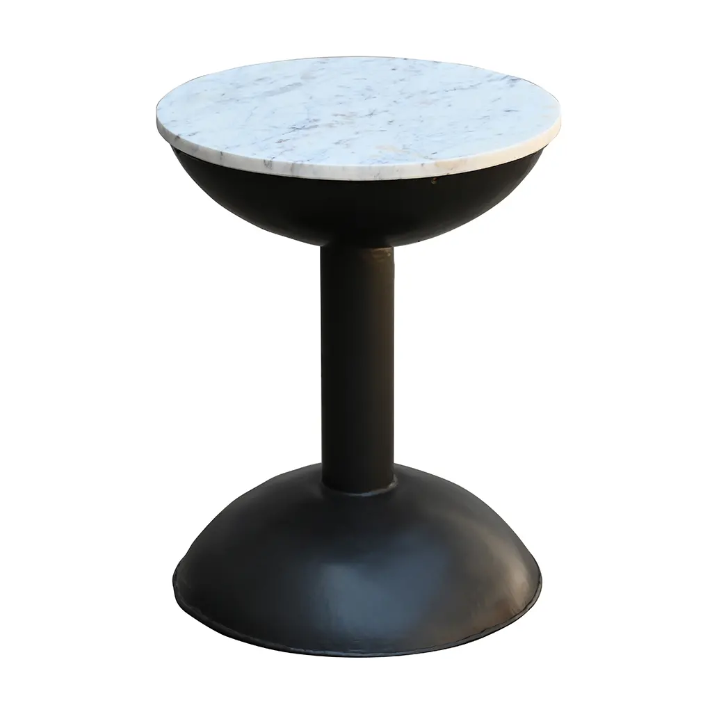 Iron And Marble Top End Table